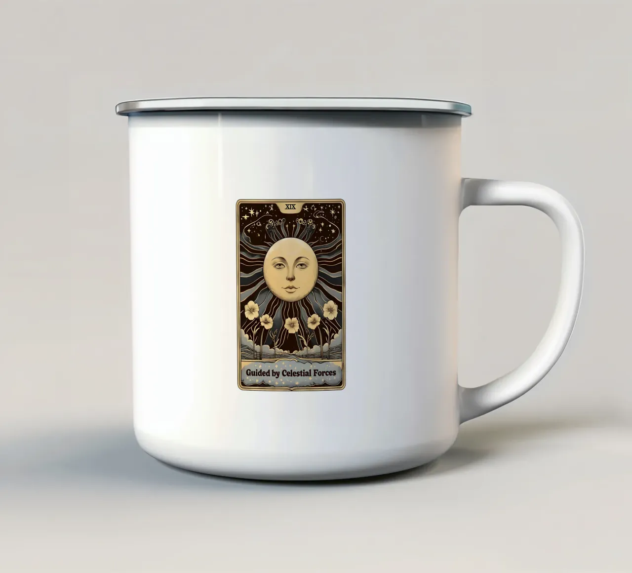 Guidato dalle forze celesti Vintage tazza in smalto da RETRO VINTAGE EDITION