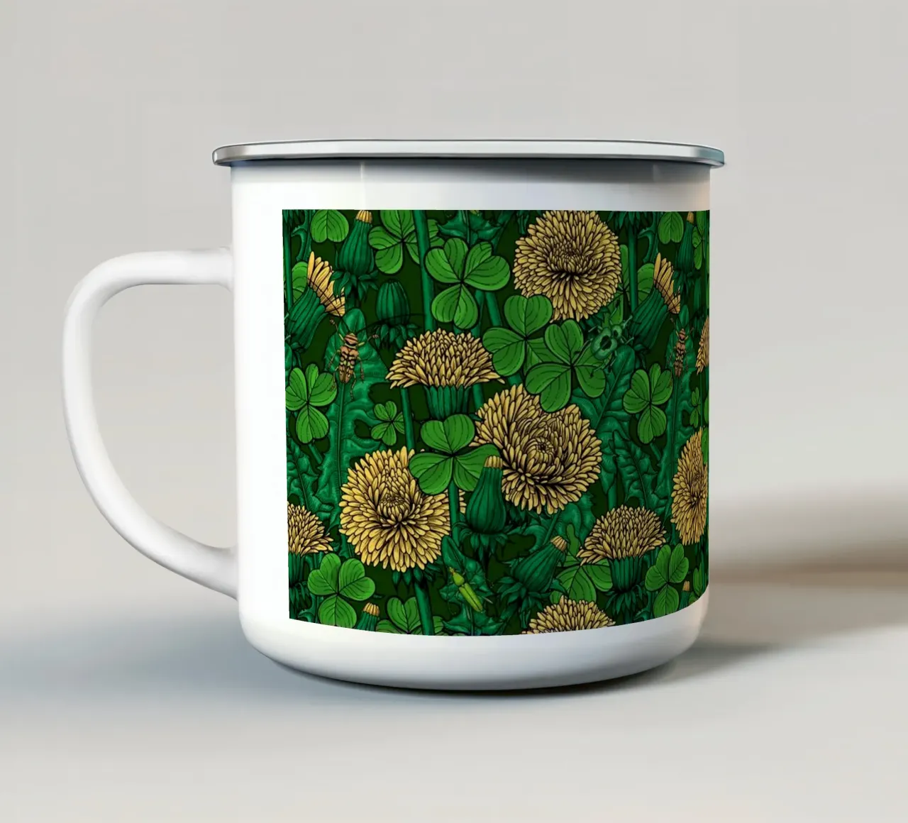 Il prato verde e giallo tazza in smalto da Painted Nature