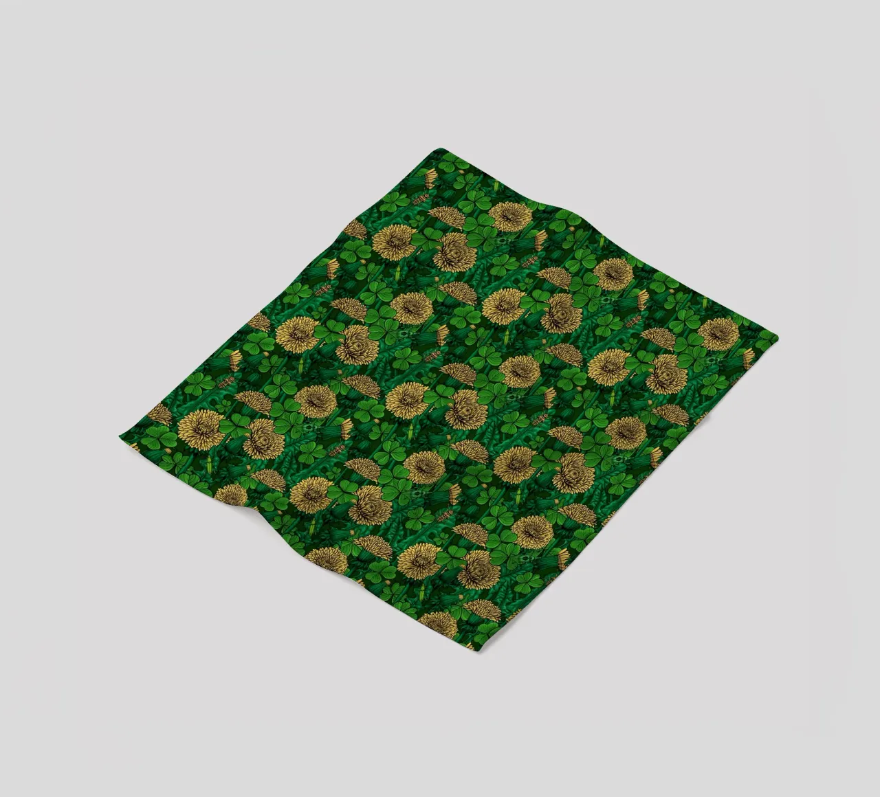 The meadow in green and yellow fleece blanket by Painted Nature