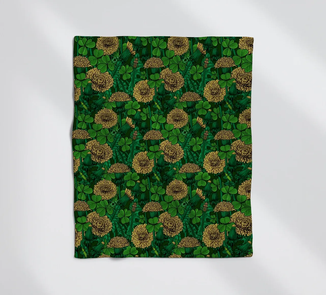 The meadow in green and yellow fleece blanket by Painted Nature