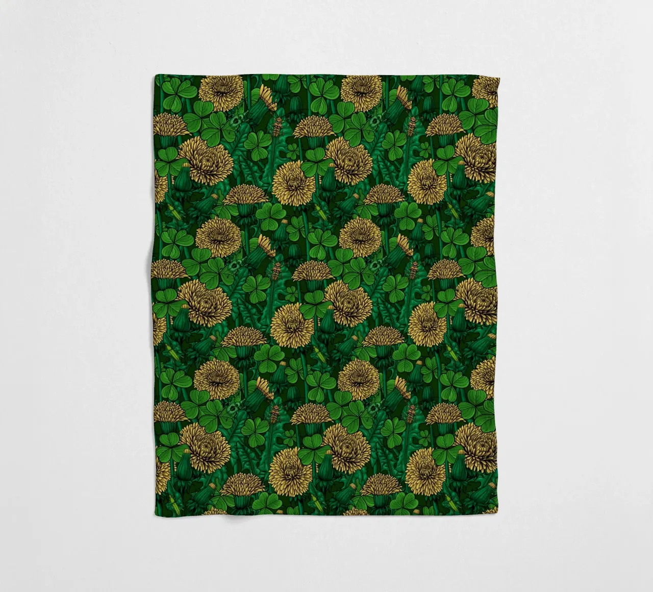 The meadow in green and yellow fleece blanket by Painted Nature
