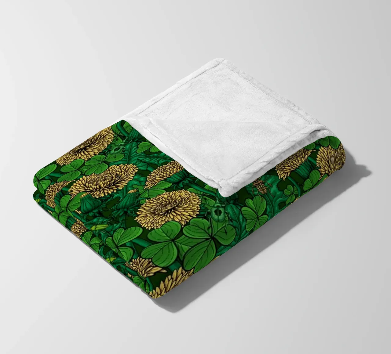 The meadow in green and yellow fleece blanket by Painted Nature
