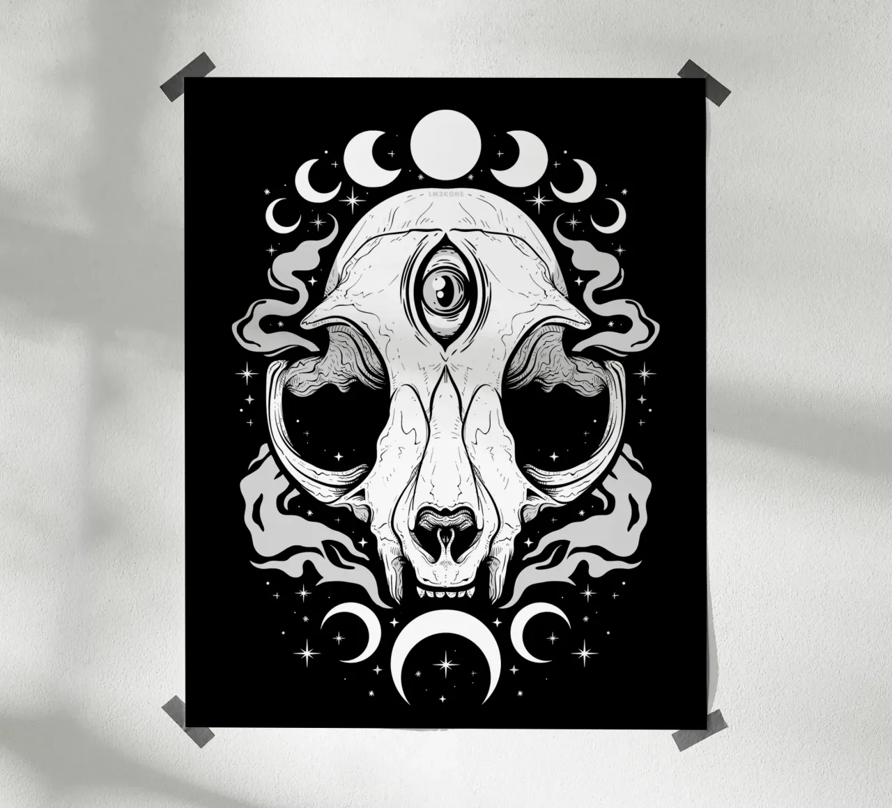 Gatto lunare occulto poster con telaio in alluminio da LM2KONE
