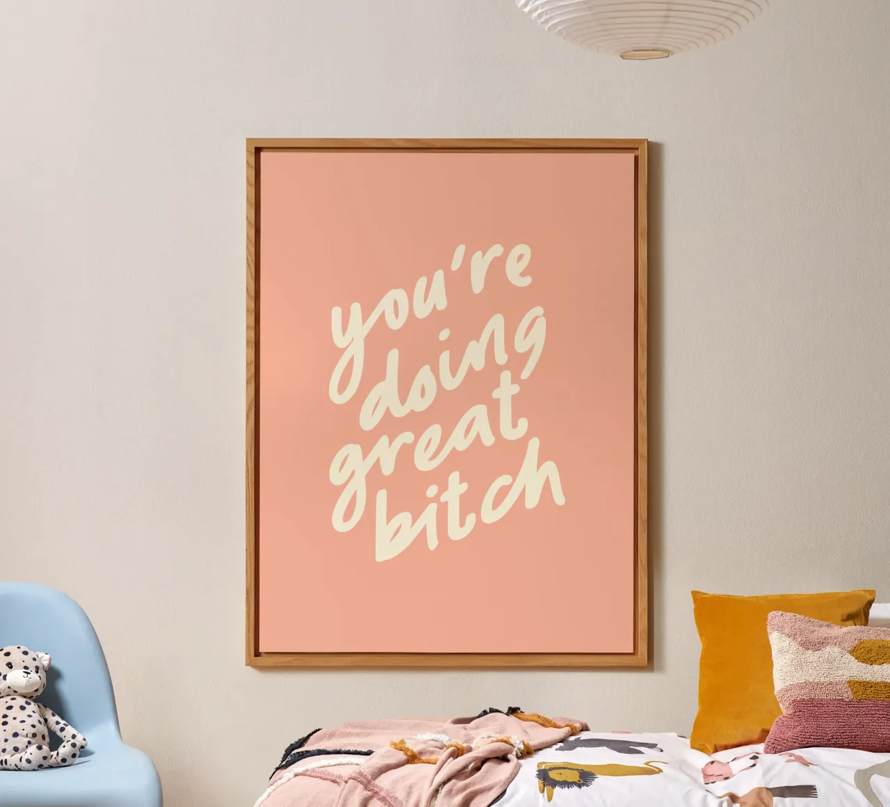You're Doing Great Bitch Sassy Peach Typography Impresión de pared placa de forex de THE MOTIVATED TYPE