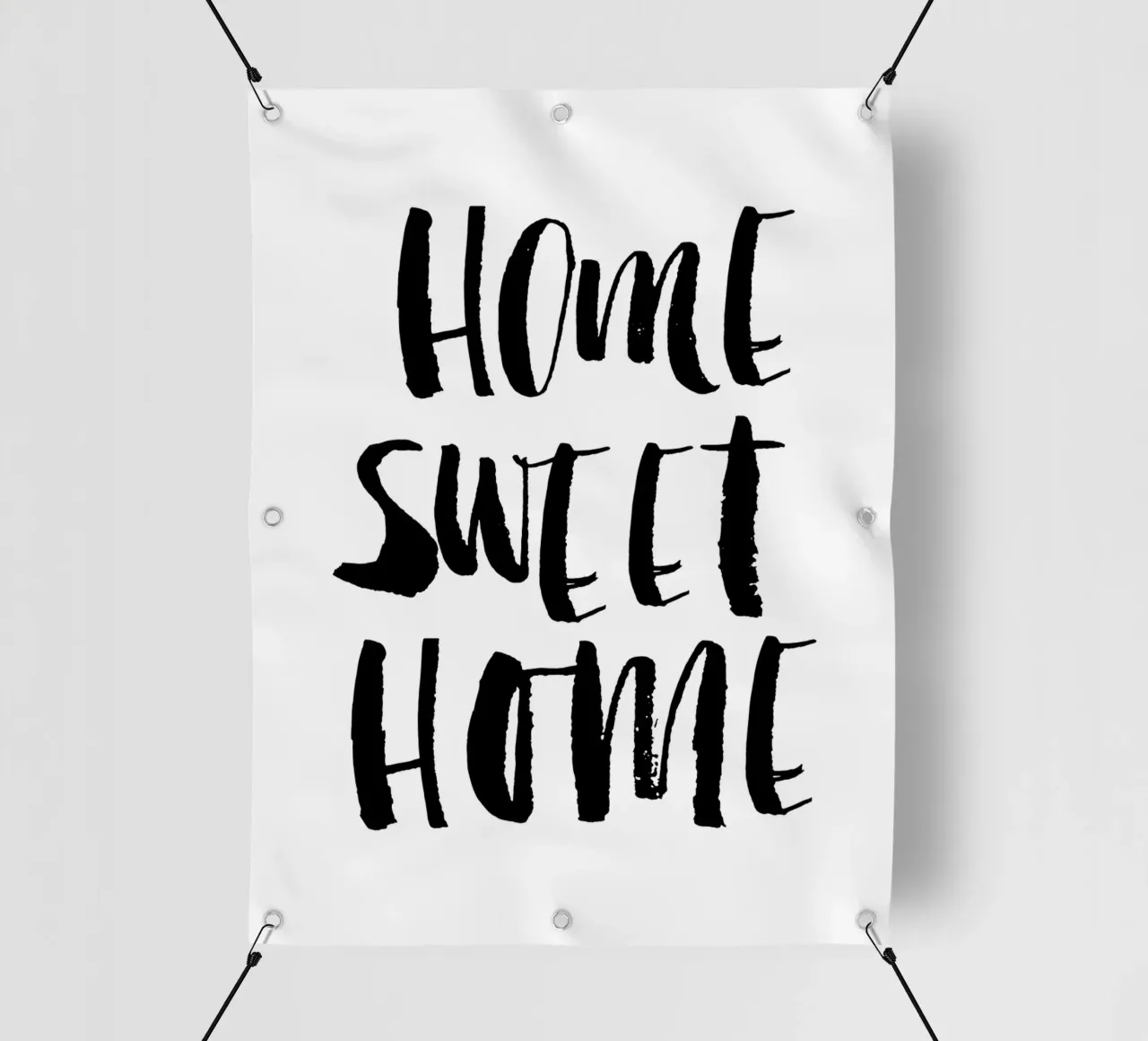 Home Sweet Home Design tipografico in bianco e nero telo in pvc da THE MOTIVATED TYPE