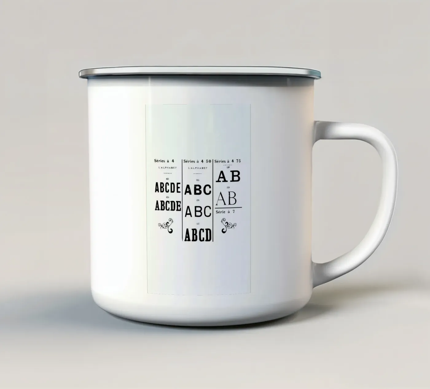 ABCD enamel mug by Mr Cup
