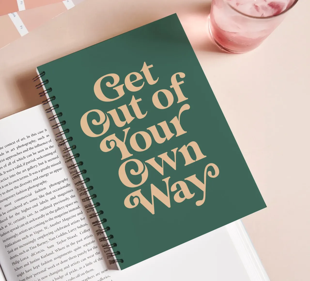 Get Out of Your Own Way Motivational Print in Green spiral notebook by THE MOTIVATED TYPE