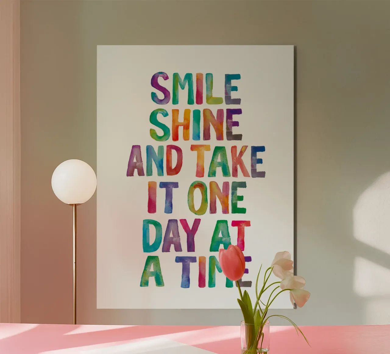 Smile Shine and Take it One Day at a Time Typography Print alu-dibond by THE MOTIVATED TYPE