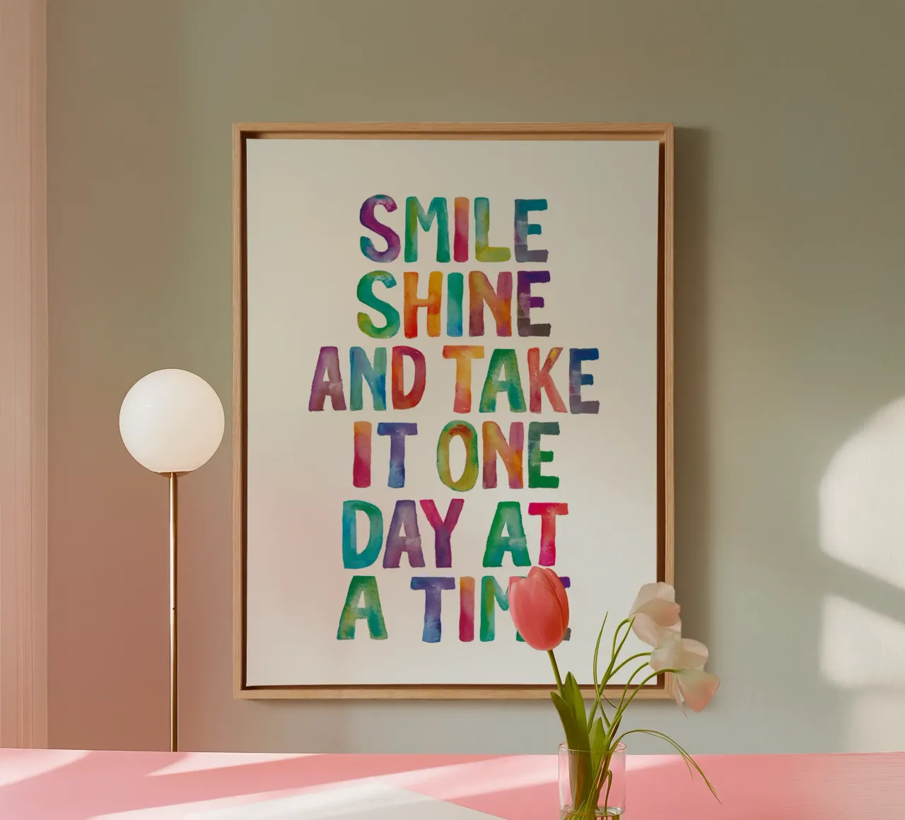 Smile Shine and Take it One Day at a Time Typography Print canvas by THE MOTIVATED TYPE