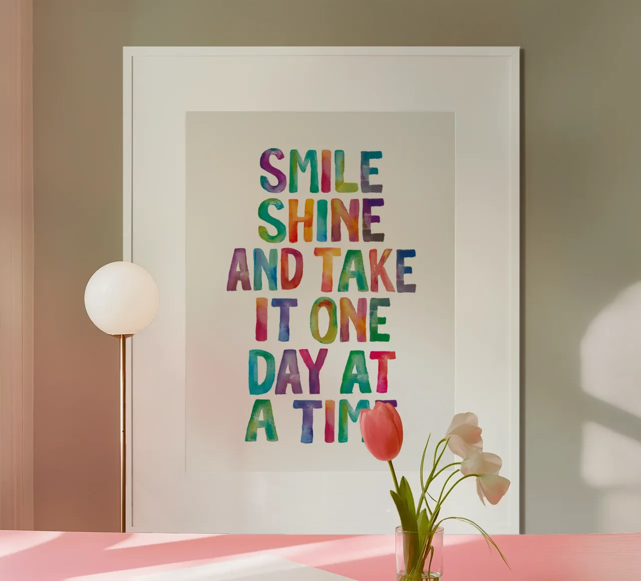 Smile Shine and Take it One Day at a Time Typography Print hahnemühle by THE MOTIVATED TYPE