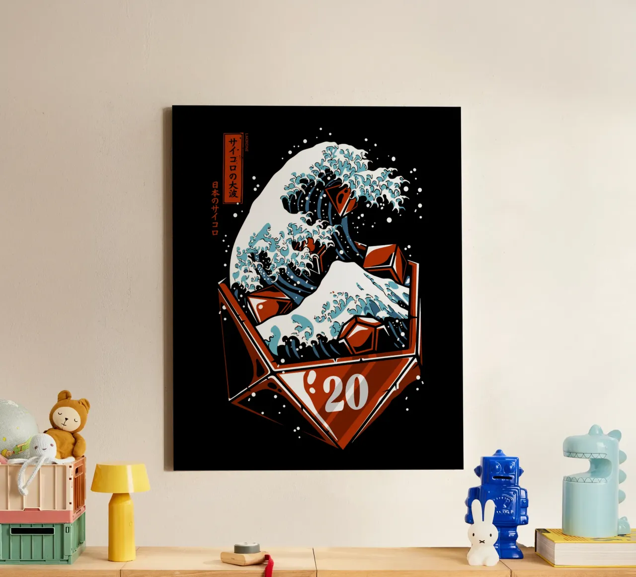 The Great Wave Of Dices canvas with Floater frame by LM2KONE