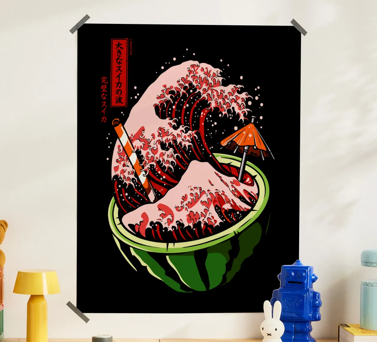 Die große Welle der Wassermelone Poster von LM2KONE