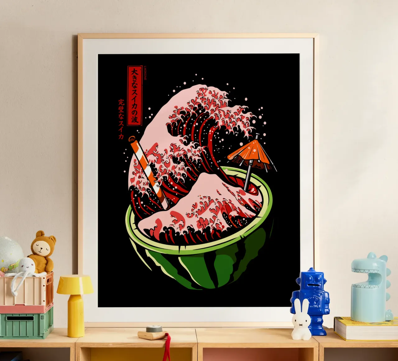 Die große Welle der Wassermelone Poster von LM2KONE