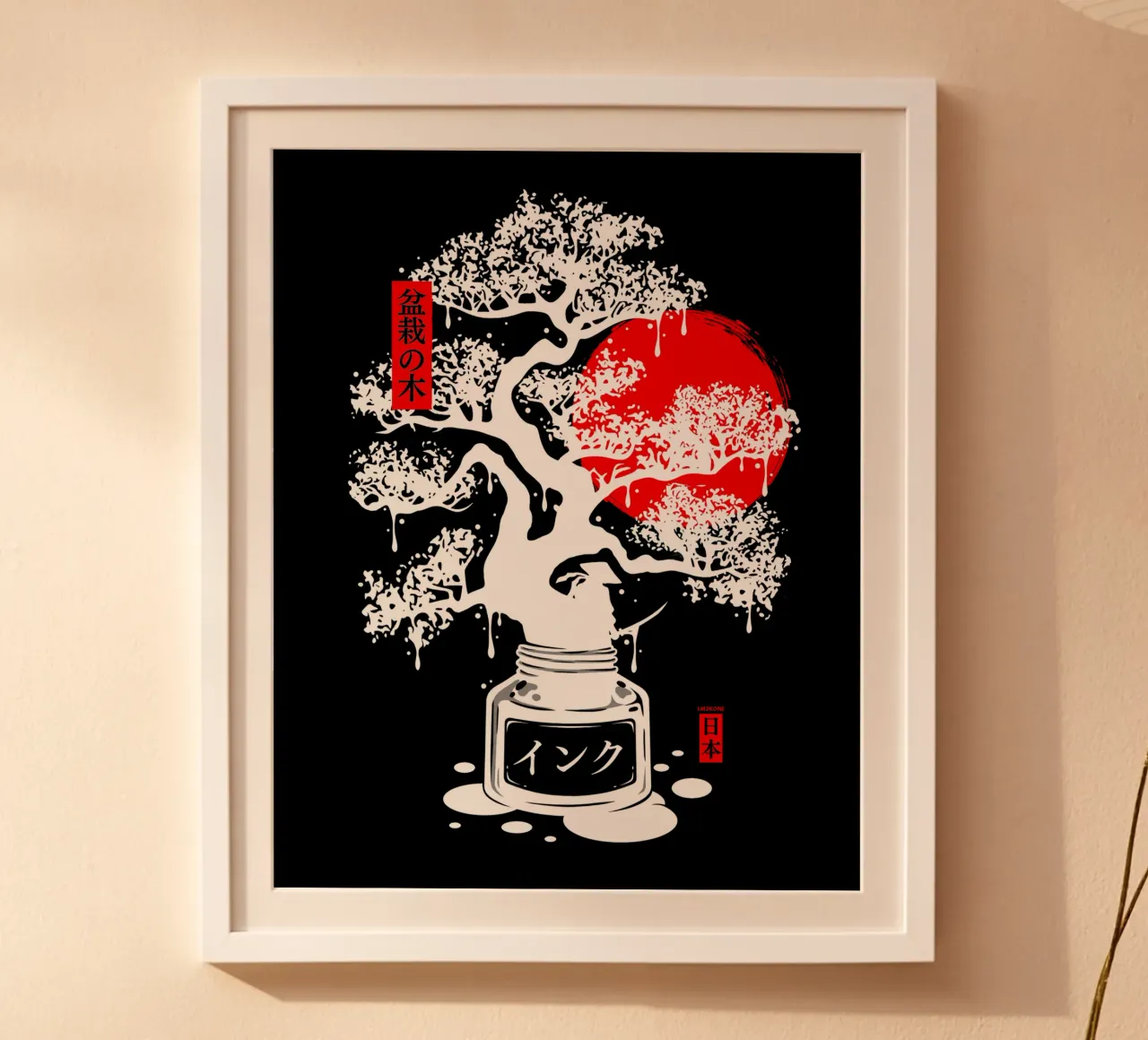 Inchiostro giapponese bonsai bianco poster da LM2KONE