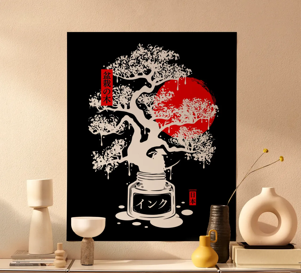 Inchiostro giapponese bonsai bianco poster da LM2KONE