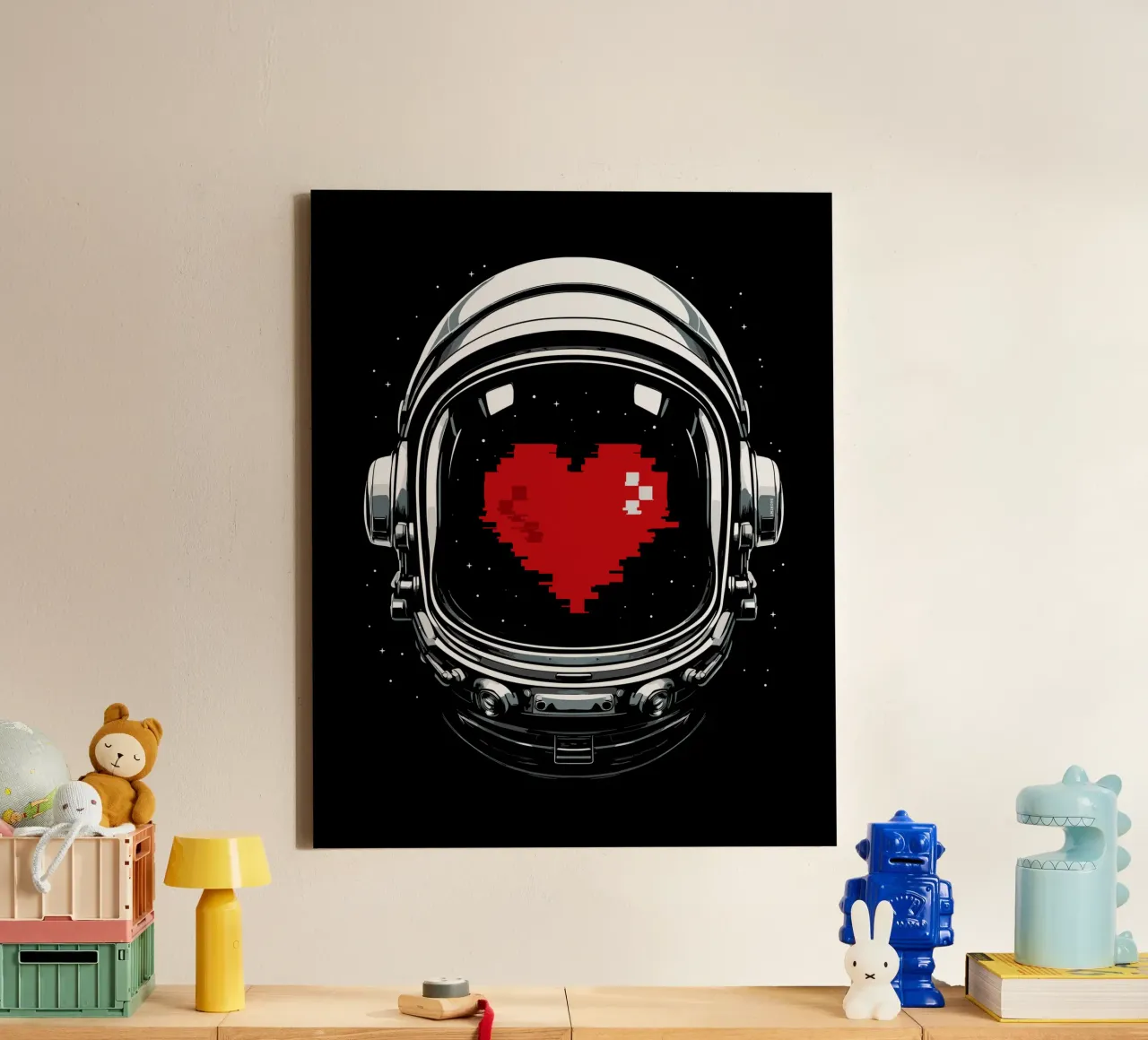 Astronauten lieben den Weltraum Leinwand mit Schattenfugenrahmen von LM2KONE
