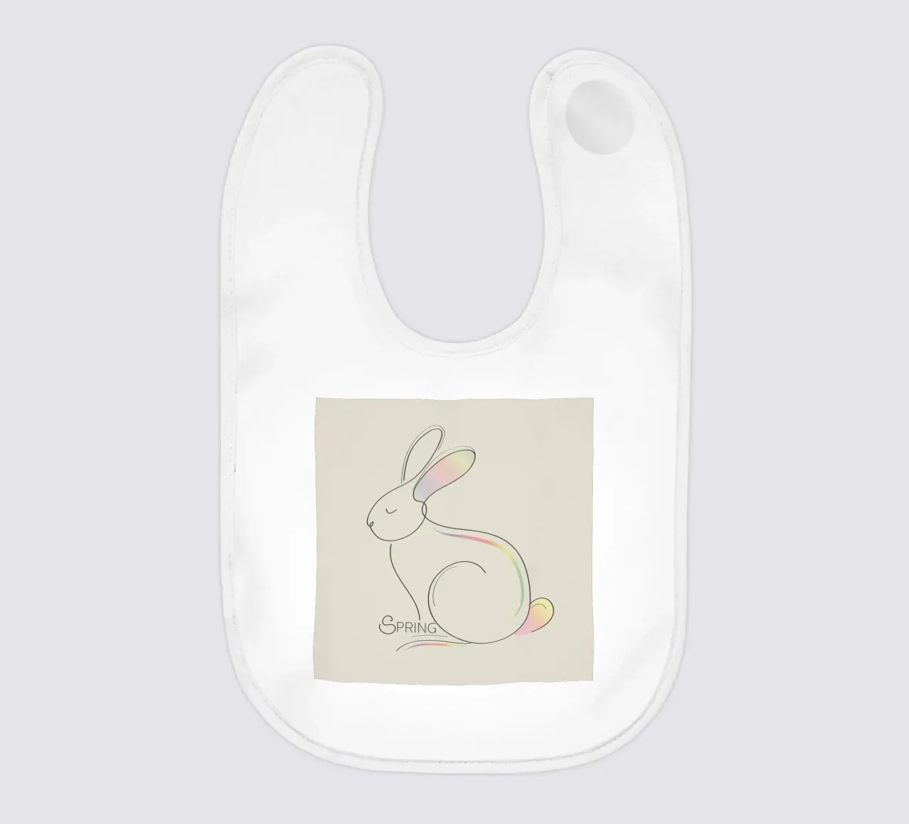 Illustrazione minimalista di un coniglietto per la primavera bavaglino da namosh