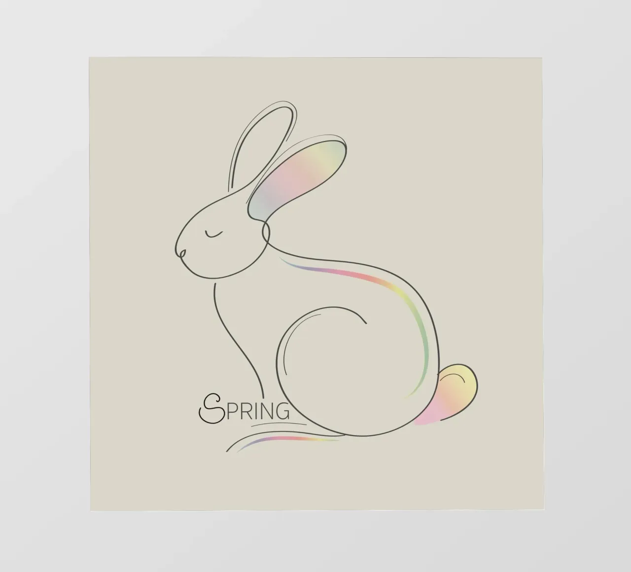 Illustrazione minimalista di un coniglietto per la primavera telo in pvc da namosh