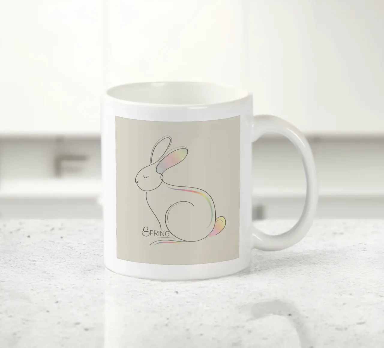 Illustrazione minimalista di un coniglietto per la primavera tazza in ceramica da namosh