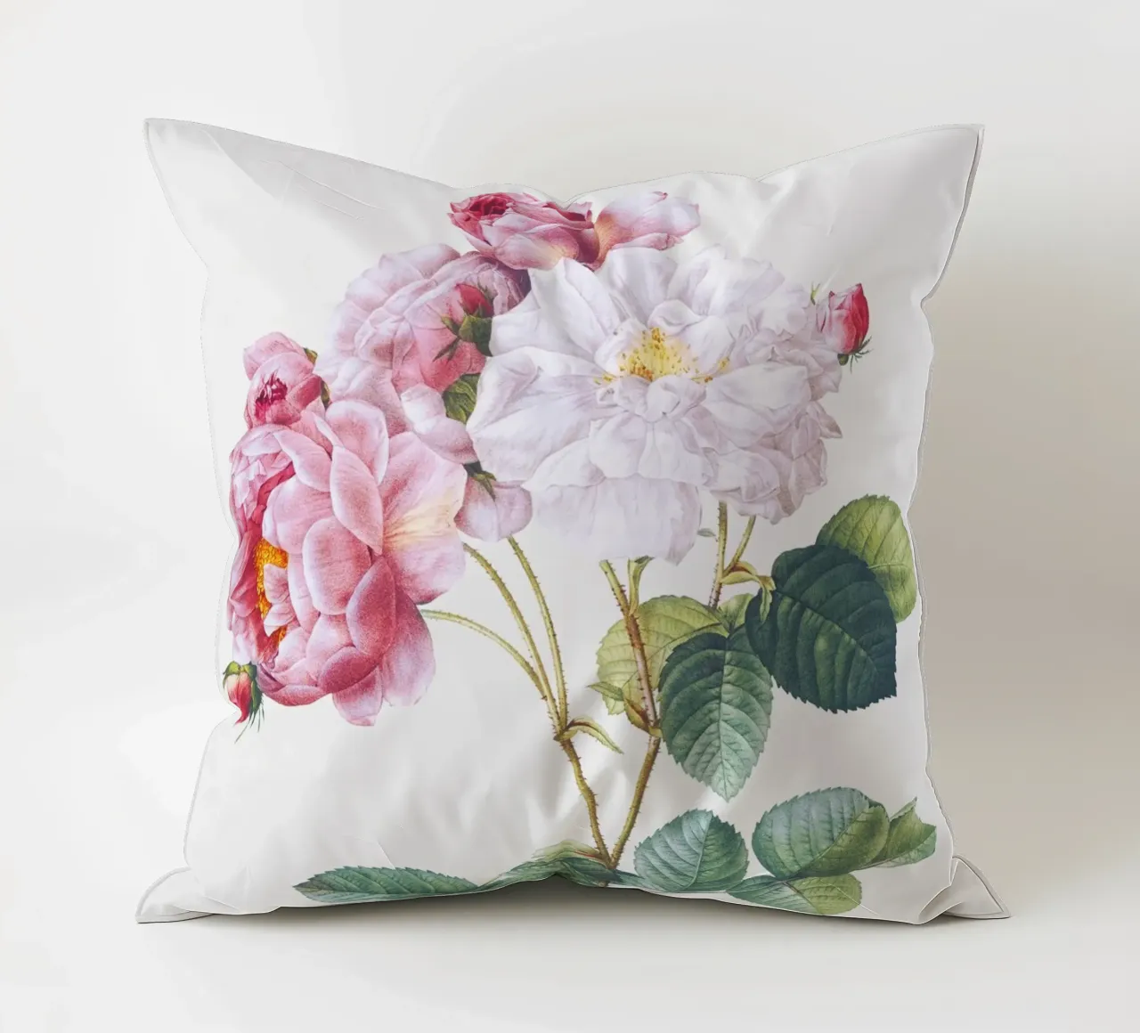 Pink Rose Botanical Print cuscino da Venus Art
