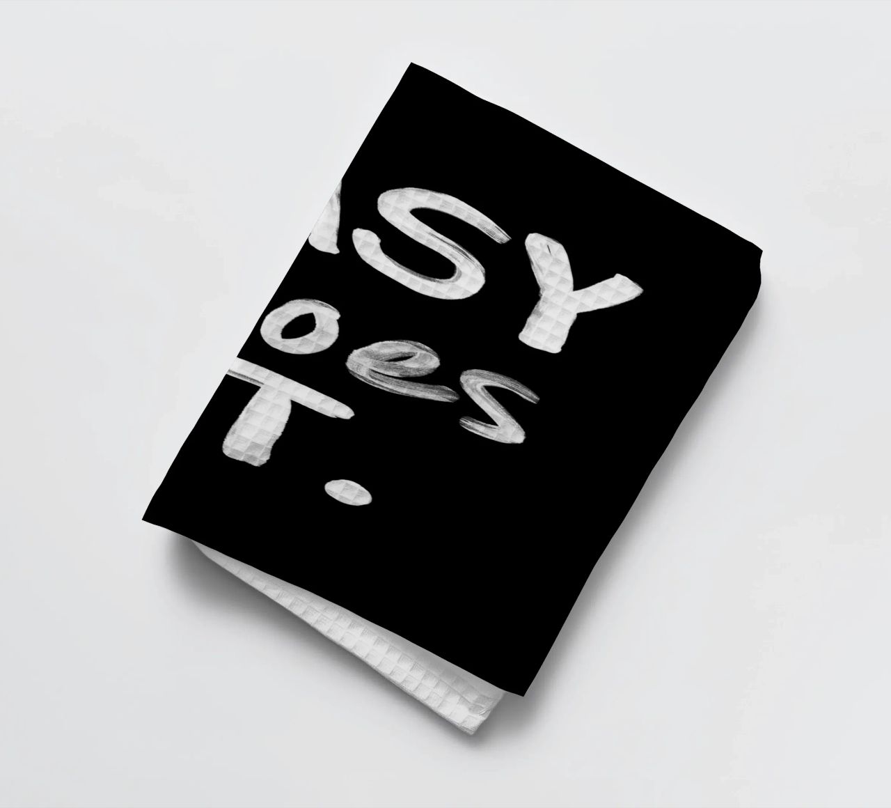 Stampa tipografica Easy Does It in bianco e nero canovaccio da cucina da THE MOTIVATED TYPE