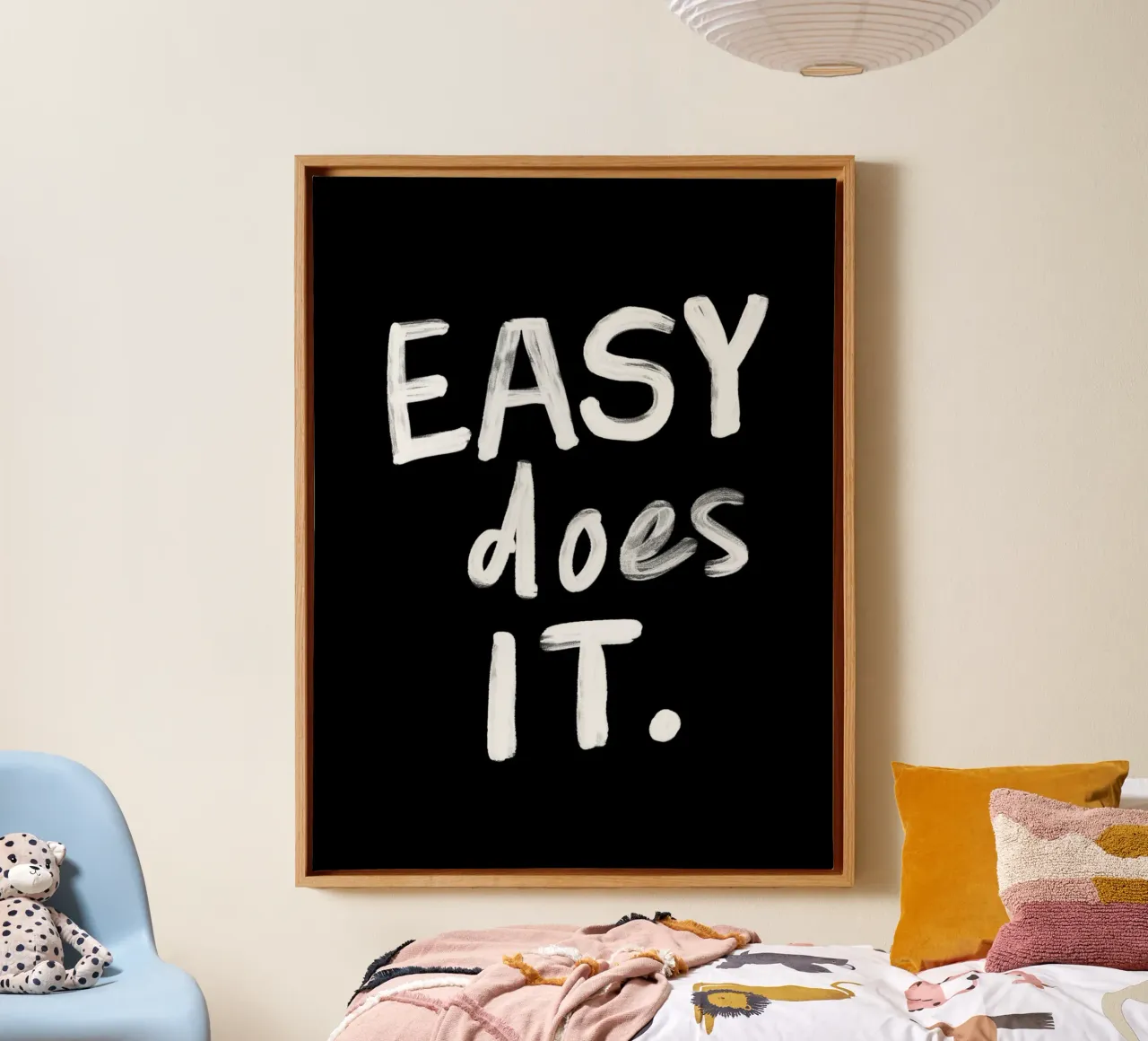 Easy Does It Typography Print in Black and White canvas by THE MOTIVATED TYPE