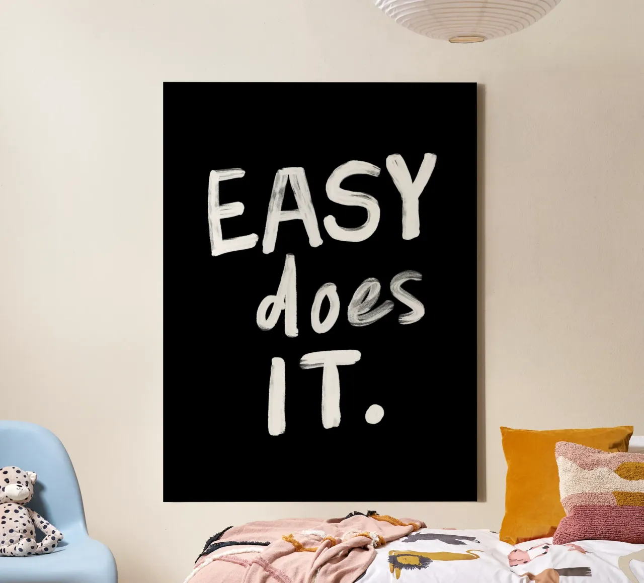 Easy Does It Typography Print in Black and White canvas by THE MOTIVATED TYPE