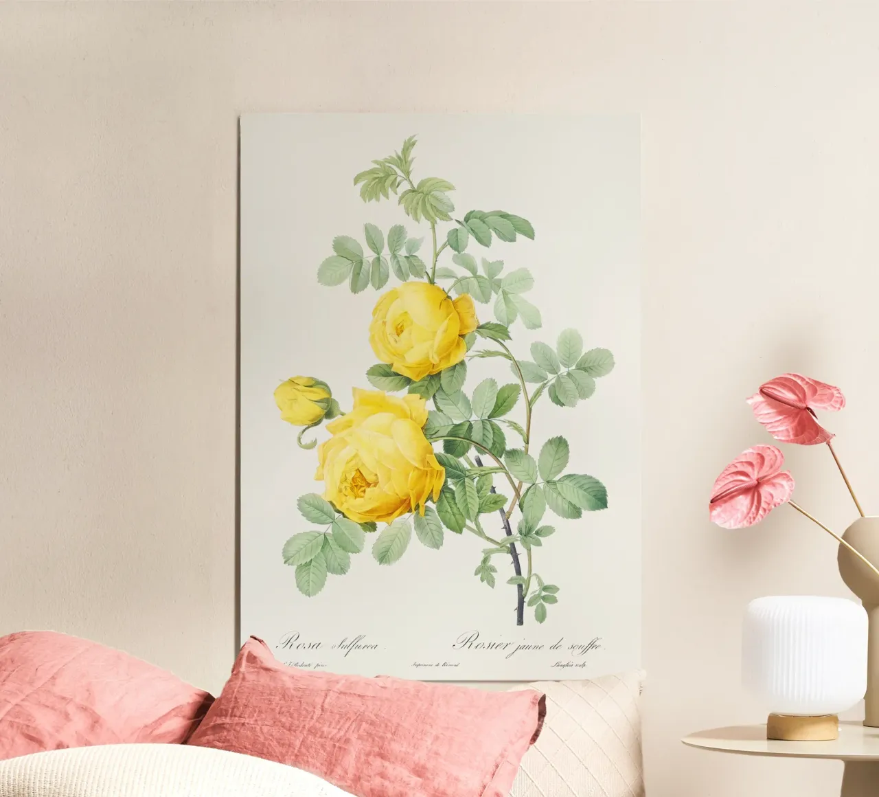 Yellow Rose Botanical Art Print poster da Venus Art
