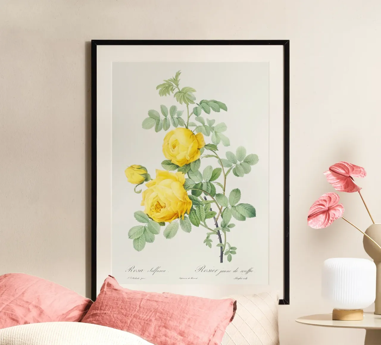 Yellow Rose Botanical Art Print poster da Venus Art