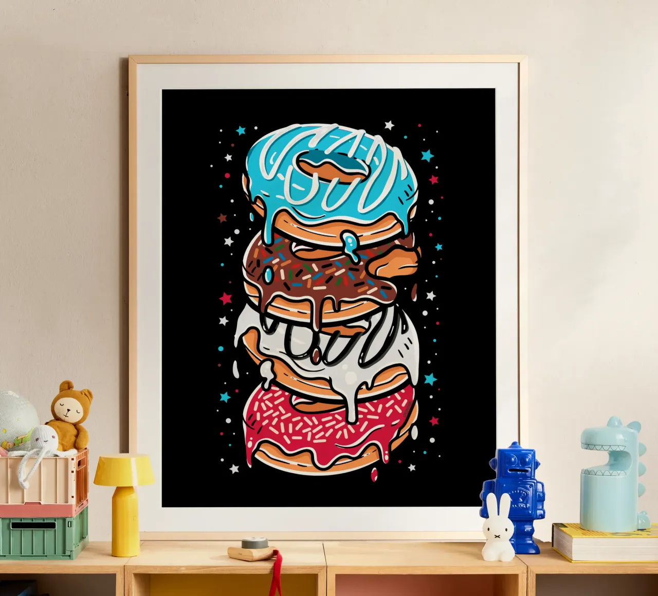 Stack of multi-colored donuts hahnemühle by LM2KONE