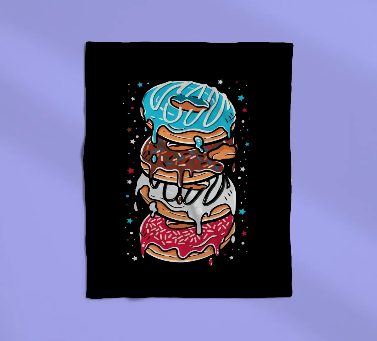 Stack of multi-colored donuts fleece blanket by LM2KONE
