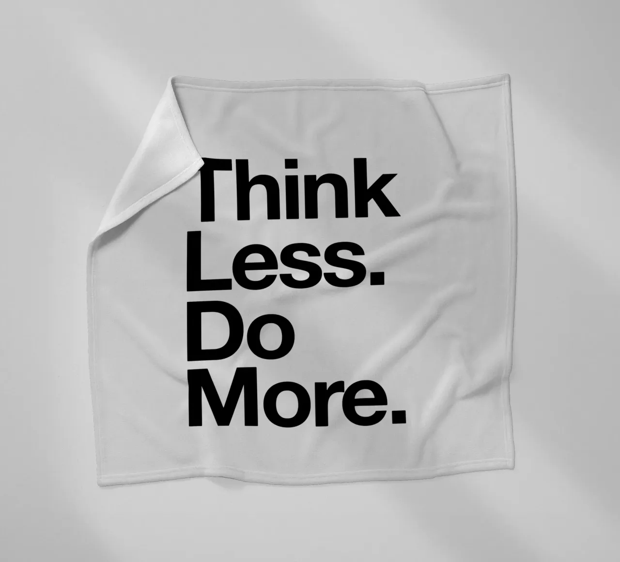 Think Less Do More Typography Print in Black and White fleece blanket by THE MOTIVATED TYPE