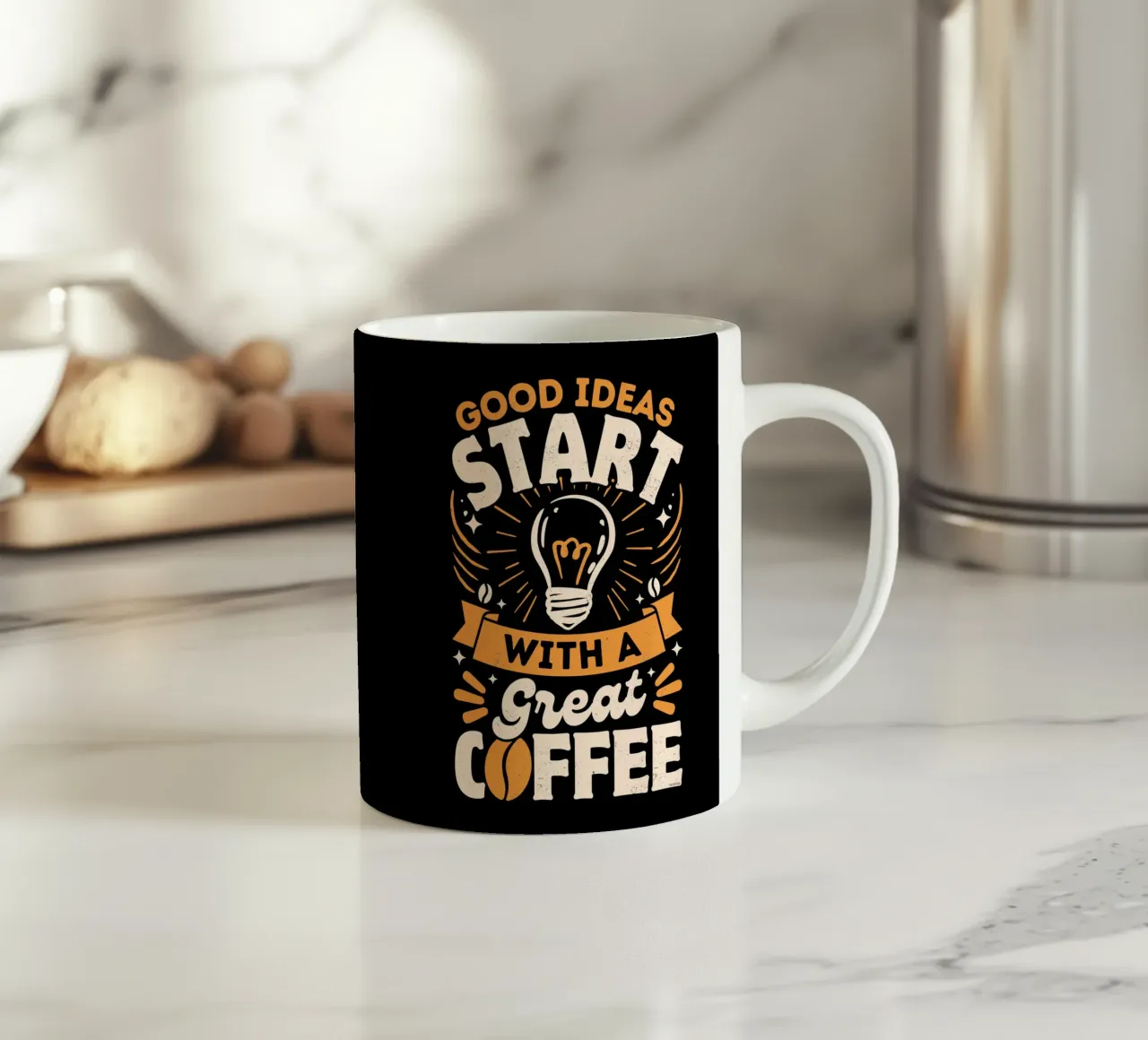 Gute Ideen beginnen mit einem Kaffee Keramik Tasse von LM2KONE