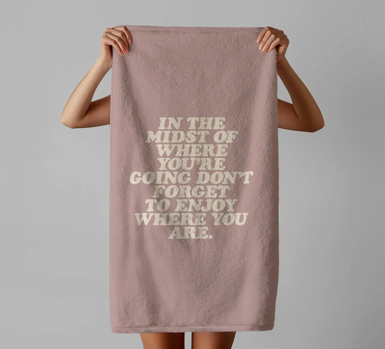 Don’t Forget To Enjoy Where You Are Retro Pastel Typography towel by THE MOTIVATED TYPE
