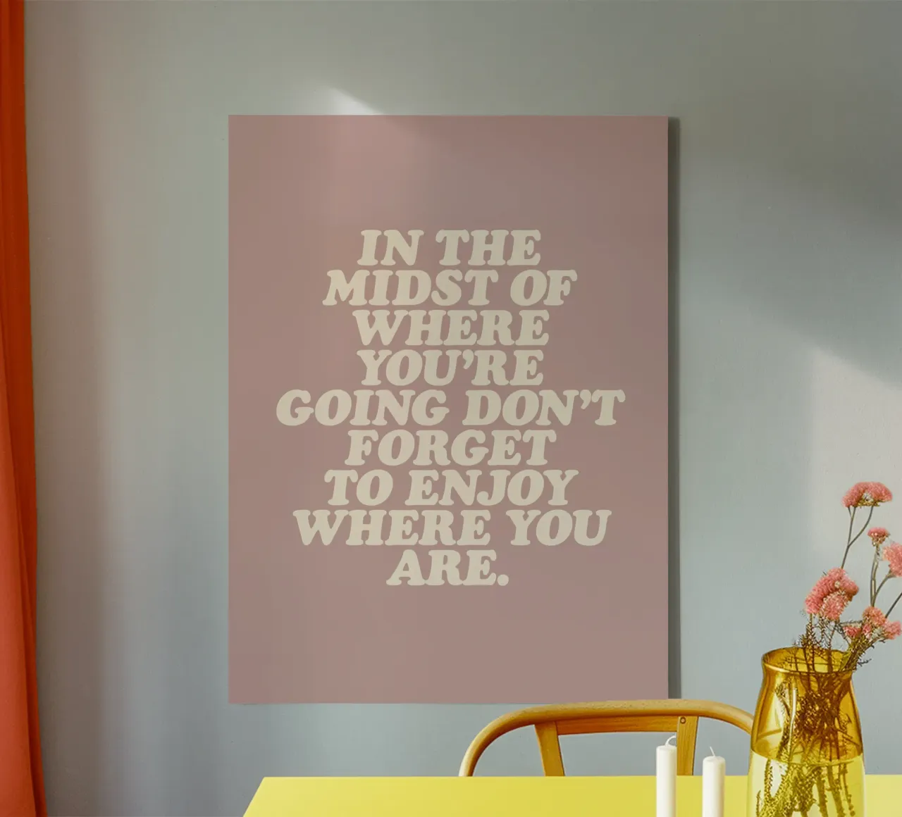 Don’t Forget To Enjoy Where You Are Retro Pastel Typography canvas by THE MOTIVATED TYPE