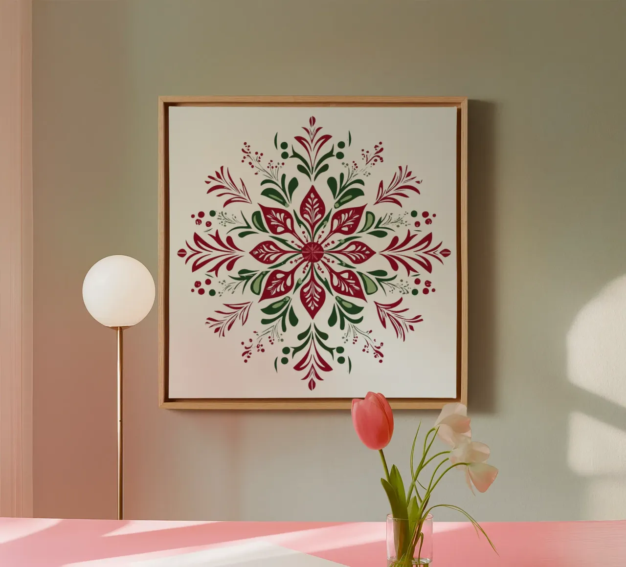 Mandala de Navidad lienzo con Marco flotante de Spiritual Touch