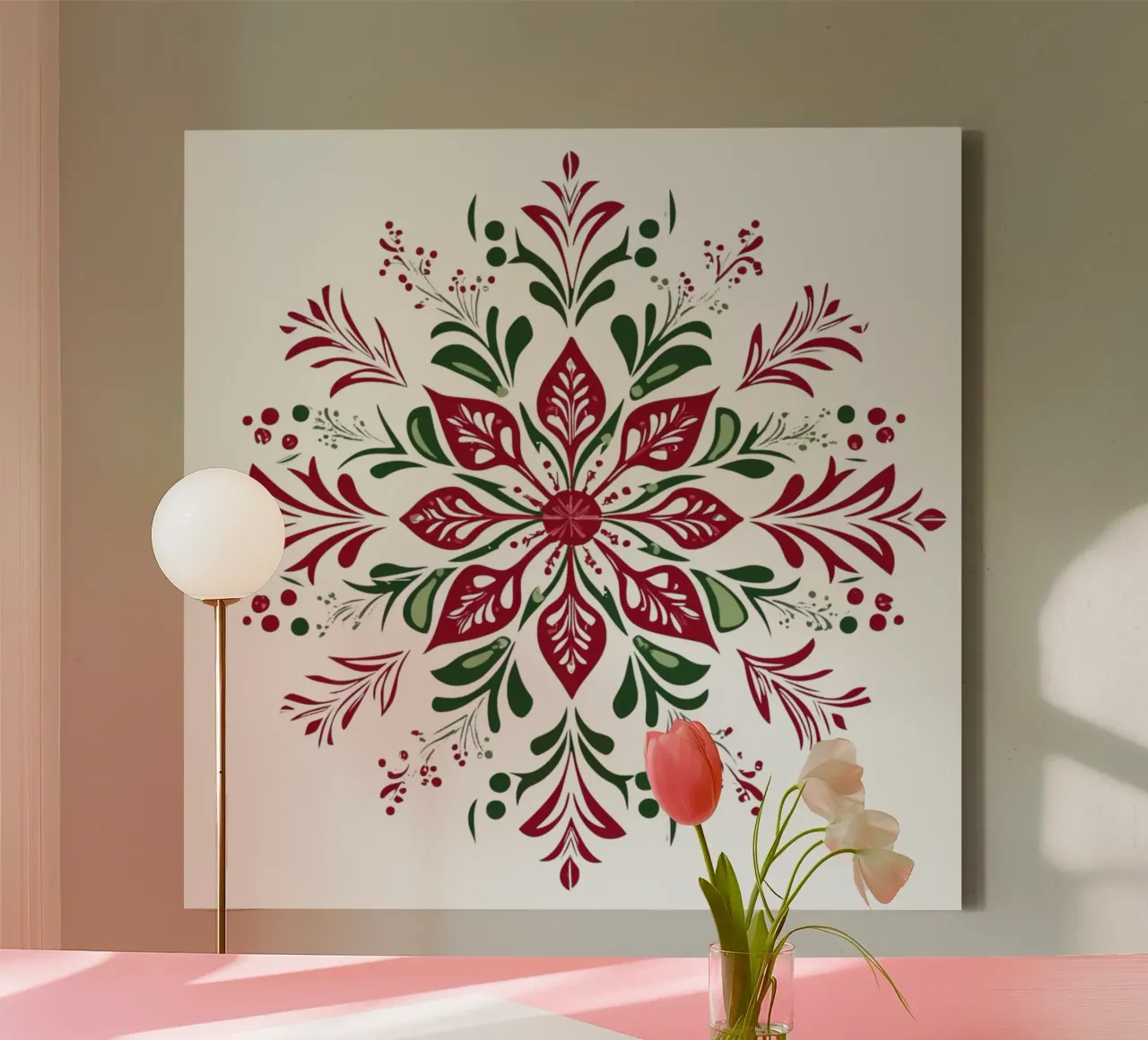 Mandala de Navidad lienzo con Marco flotante de Spiritual Touch