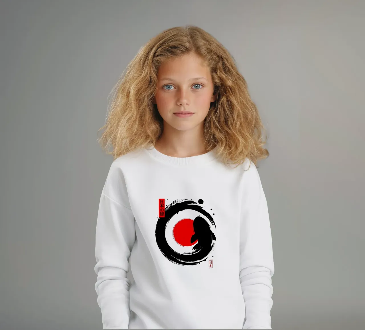 Black Koi Enso giapponese felpa bambino da LM2KONE