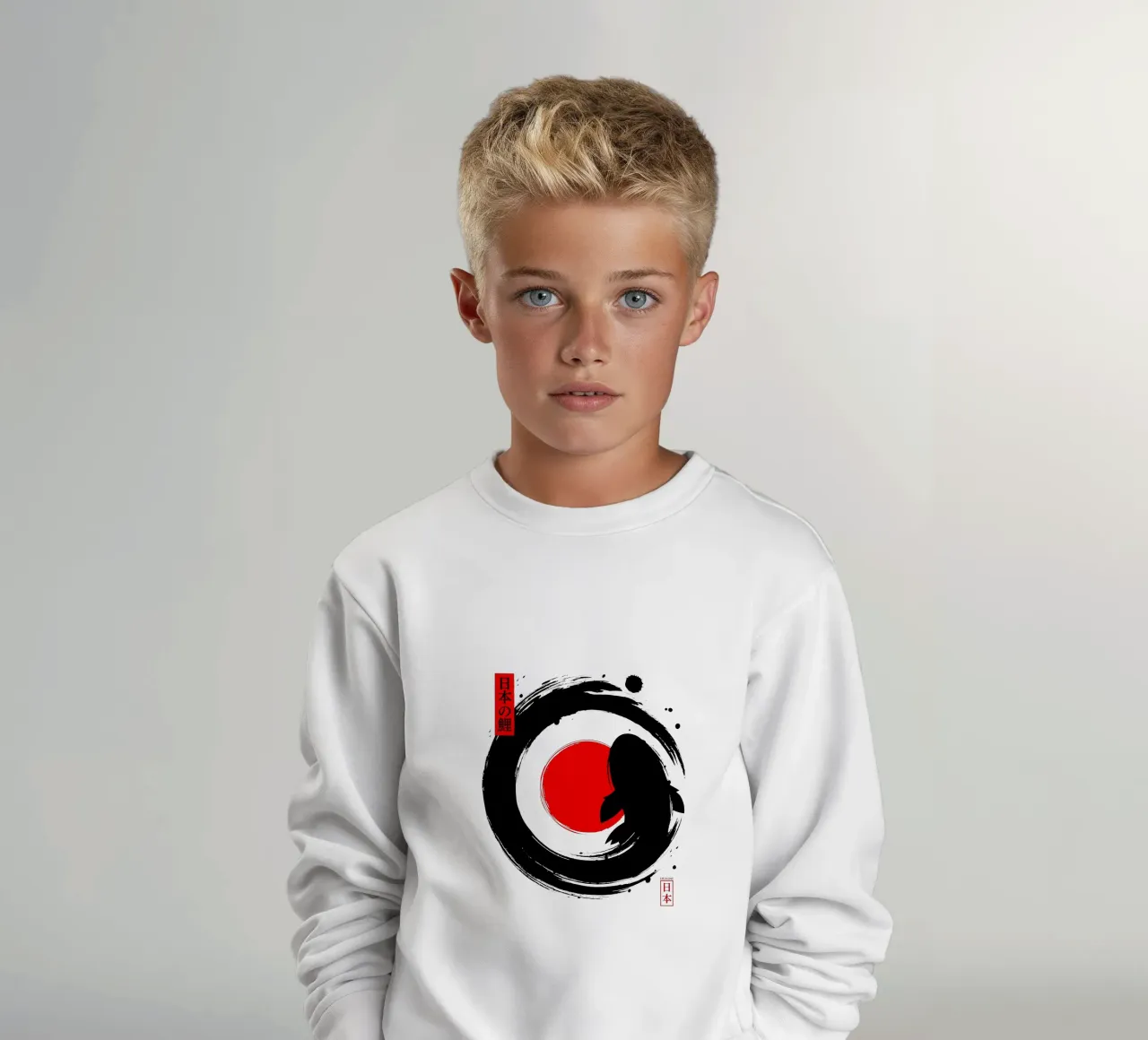 Black Koi Enso giapponese felpa bambino da LM2KONE