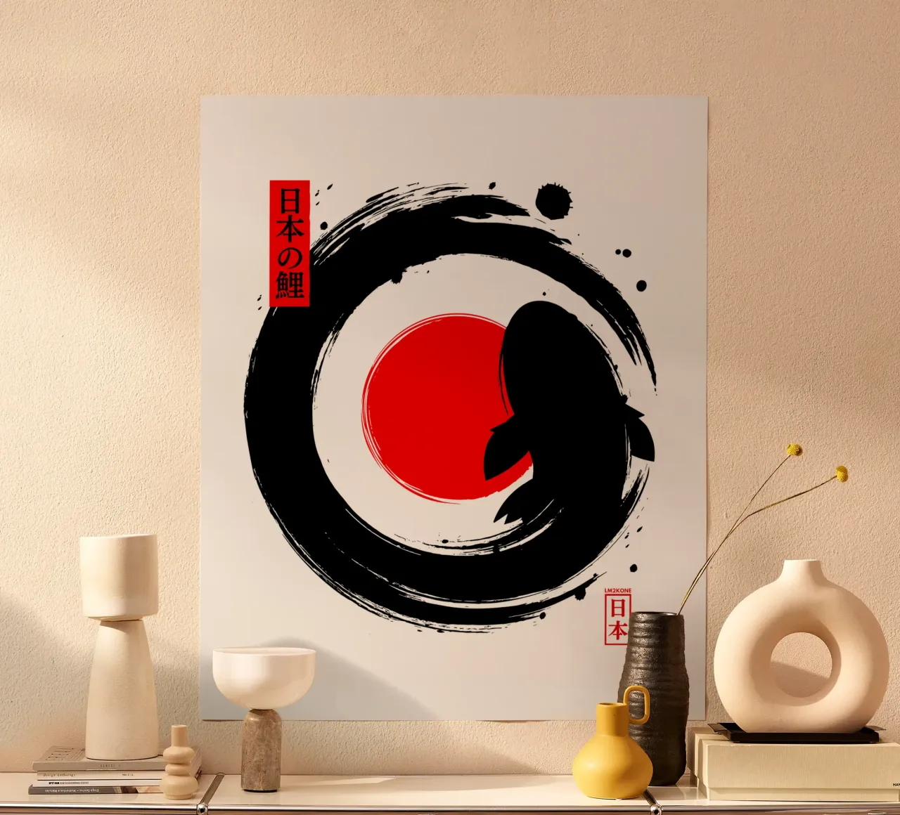 Black Koi Enso giapponese carta hahnemühle da LM2KONE