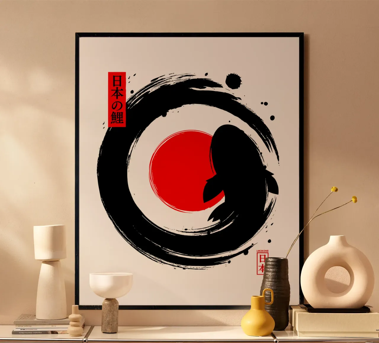 Black Koi Enso giapponese carta hahnemühle da LM2KONE