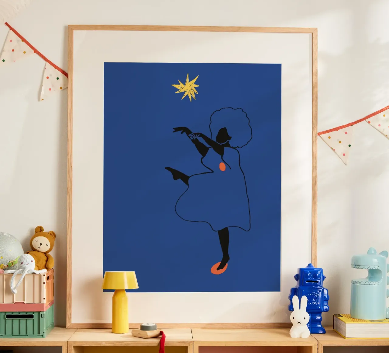 Tanz und der verbündete Stern (nach Henri Matisse) Poster mit Holzrahmen von tainah negreiros