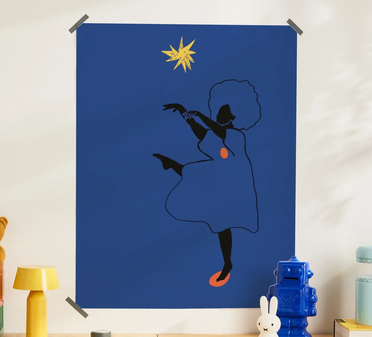 Tanz und der verbündete Stern (nach Henri Matisse) Poster mit Holzrahmen von tainah negreiros