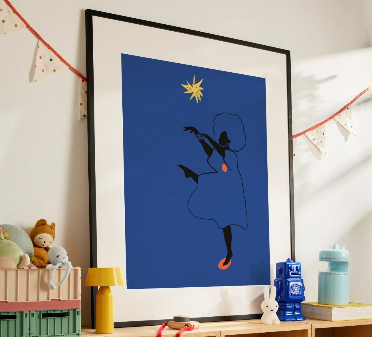Tanz und der verbündete Stern (nach Henri Matisse) Poster mit Holzrahmen von tainah negreiros