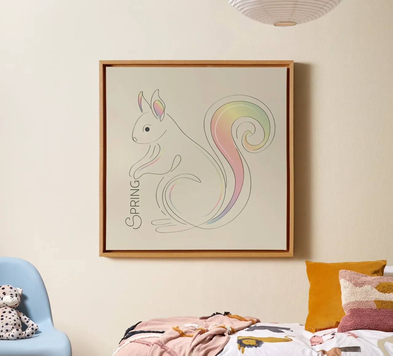 Minimalist squirrel illustration - spring inspira canvas with Floater frame by namosh