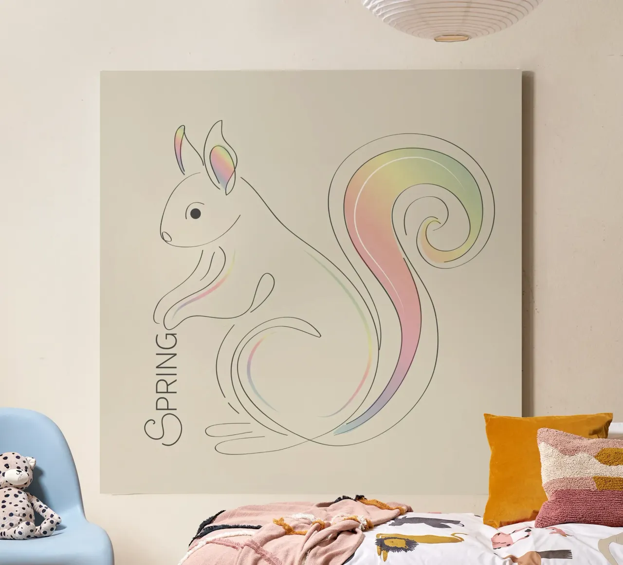 Minimalist squirrel illustration - spring inspira canvas with Floater frame by namosh