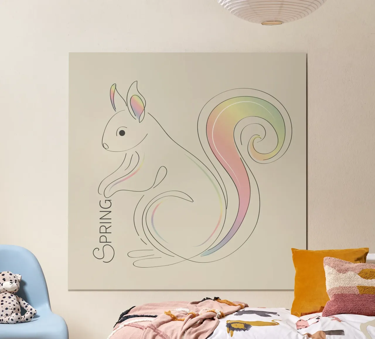 Illustrazione minimalista dello scoiattolo - ispirazione primaverile poster da namosh