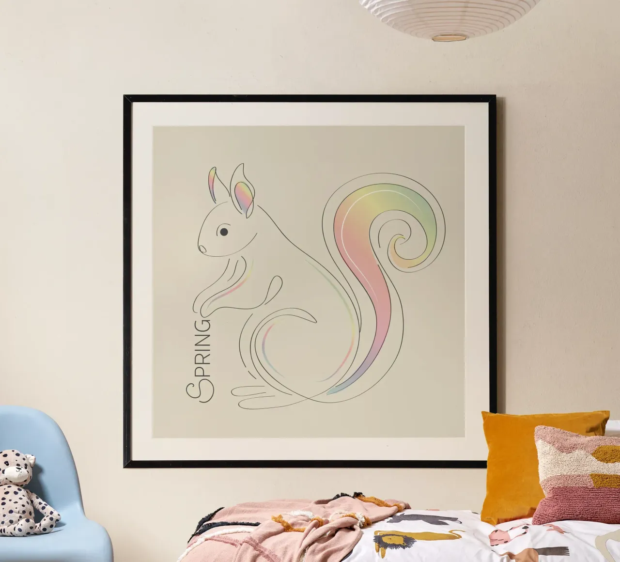 Illustrazione minimalista dello scoiattolo - ispirazione primaverile poster da namosh