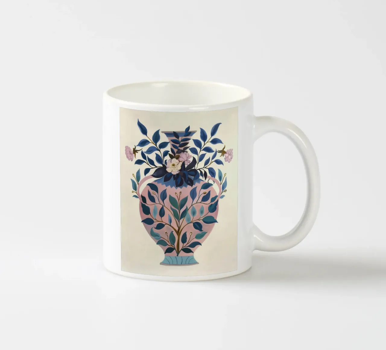 Vaso retrò a cineserie con fiore primaverile botanico vintage tazza in ceramica da Gentle Echoes Art