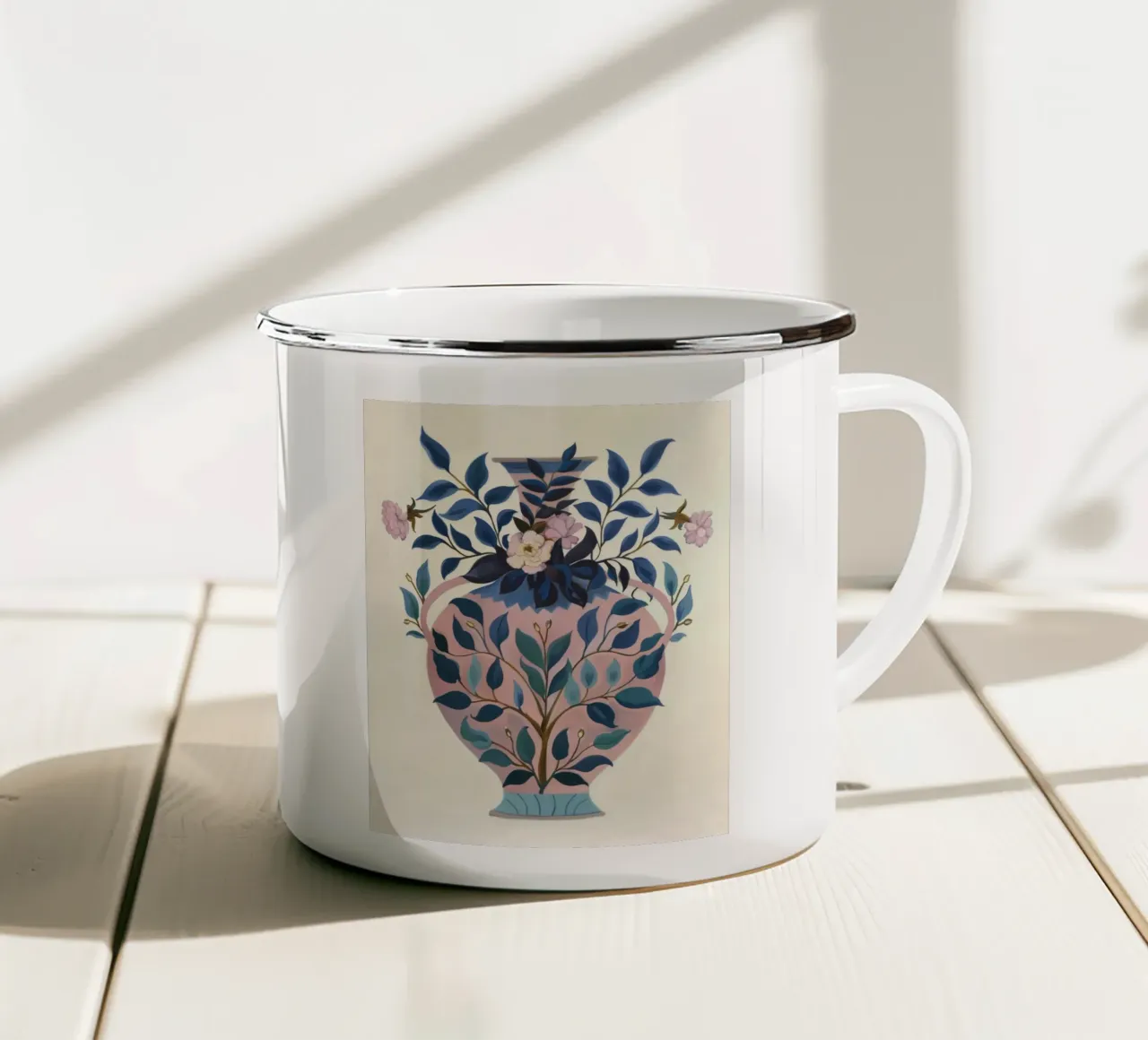 Vaso retrò a cineserie con fiore primaverile botanico vintage tazza in smalto da Gentle Echoes Art